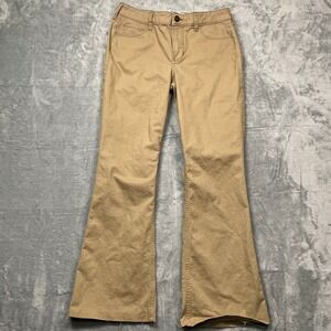 Hollister Mid-Rise Bootcut Pants Womens 4R W27 Tan Khaki Frayed Hem Twill